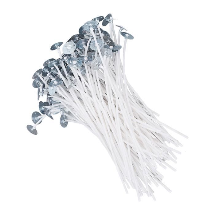 100 Mèches De Bougie Pré-cirées - 15 Cm - Avec Support En Métal - Pour Bougies DIY Maison