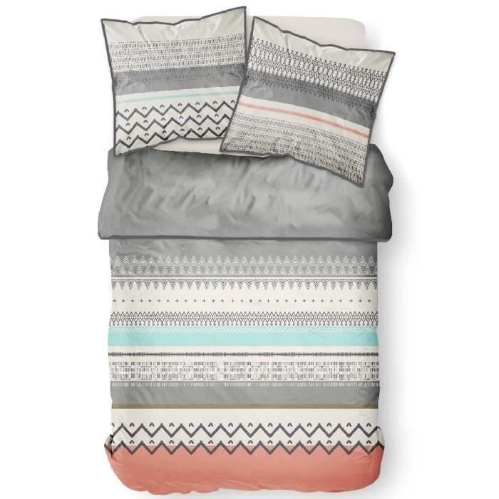 OMYDREAM Party Parure de lit | 100% Coton | Oeko-TEX | Housse de Couette 140x200cm + Taie d'oreiller 63x63cm | Imprimé Mixte | Blanc