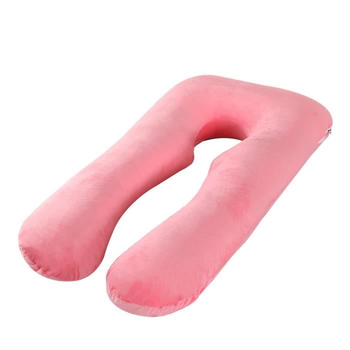 Housse Coussin Grossesse En U - Taie Amovible Lavable, Velours Cristal, 140x80 Cm, Confort Sommeil
