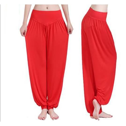 Pantalon de Yoga Femme Harem Pilates Bouffant Rouge - Super