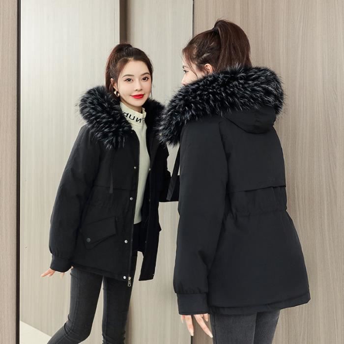 Manteau noir avec fourrure store