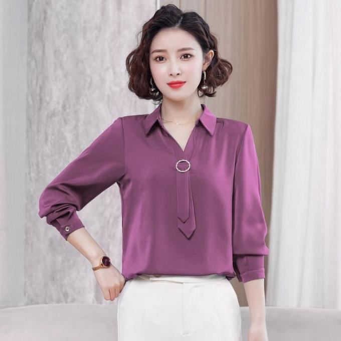 Chemise Femme Manches longues Couleur pure Nouvelle arrivee Confortable Classique Mode Collection Violet LZ Violet Cdiscount Pret a Porter