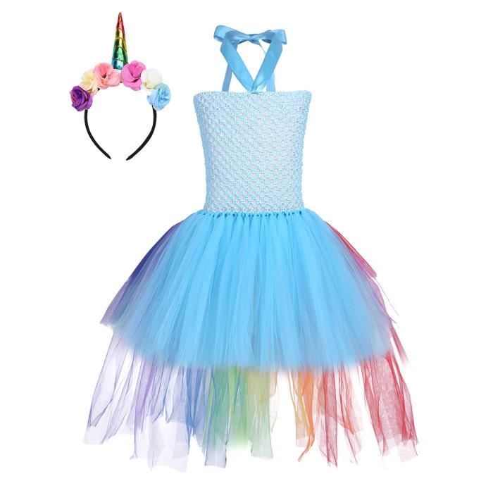 iiniim Enfant Fille D/éguisement Licorne Tutu F/ée Robe de Princesse Soir/ée et Serre-t/ête Cheveux Licorne Cosplay Costume Halloween Robe de Danse Bal Cadeau Anniversaire F/ête