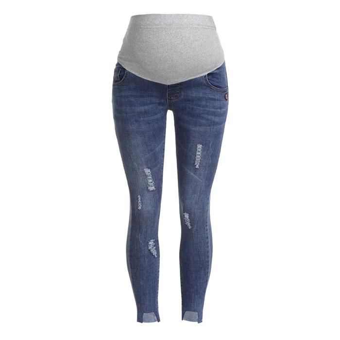 Femme enceinte Ripped Jeans Pantalons de maternité Pantalons soins  infirmiers Prop ventre Legging Bleu clair Bleu clair - Cdiscount  Prêt-à-Porter