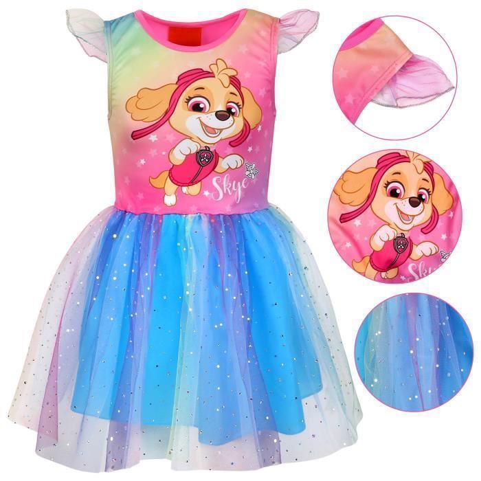 Robe enfant Pat Patrouille Skye Manches courtes en tulle Jupe pailletee Multicolore Cdiscount Pret a Porter