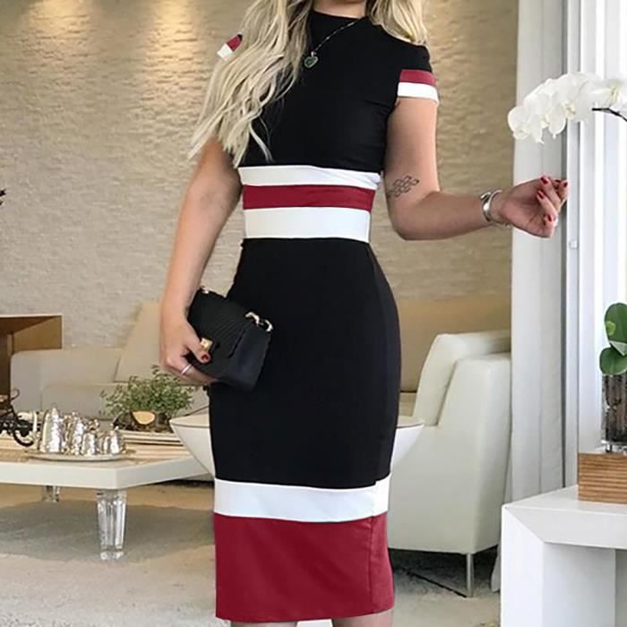 robe droite rouge manche courte