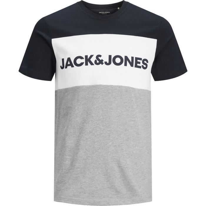 JACK JONES T Shirt Manches Courtes Bleu Marine Homme Bleu