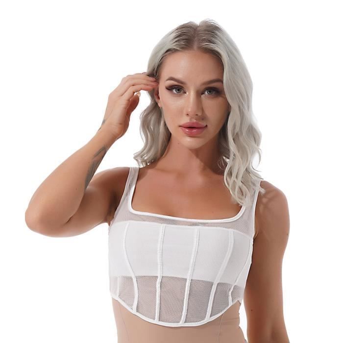 YONGHS FR D bardeur Sexy Femme Transparent Gilet Mesh Tank Top