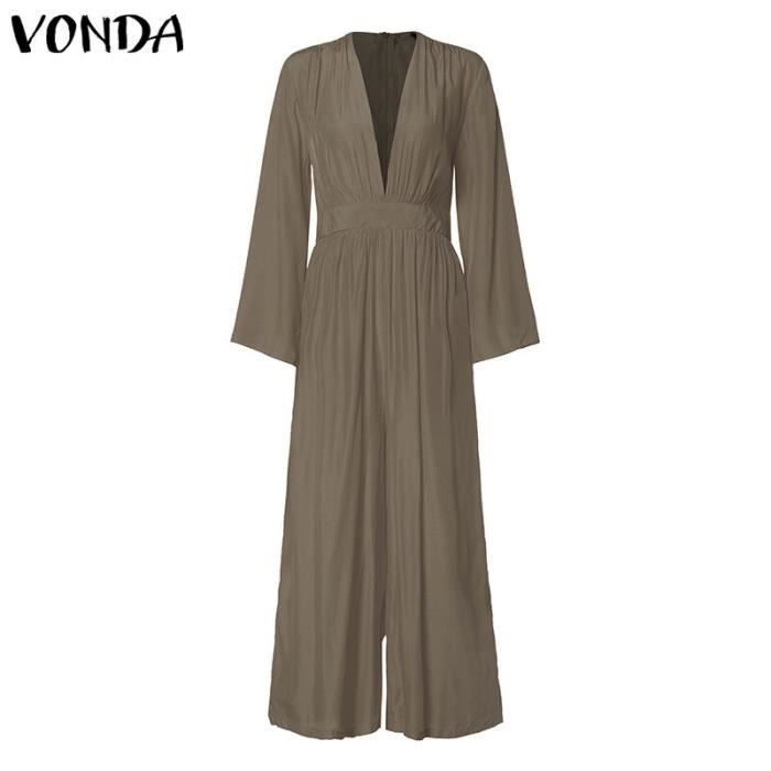 KBRPEY Combinaison Femme Manches Courtes Barboteuse Jumpsuit Col V Pantalon Baggy Chic Élégant Loose Casual Avec Ceinture