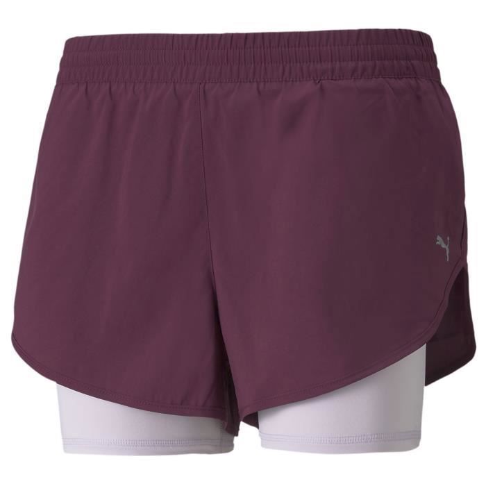 Short femme Puma 2 in 1 Run bordeaux violet Cdiscount Sport