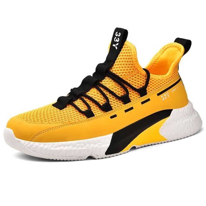 2022 Baskets Homme Fashion Sneakers Breathable Jaune Cdiscount