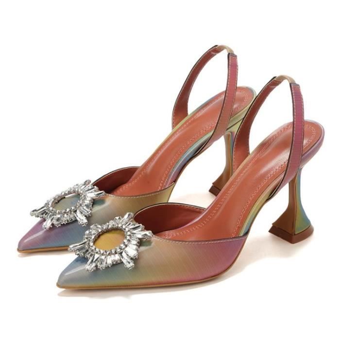 Escarpins en cuir pour femmes chaussures de luxe soleil strass