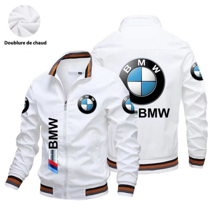 Blouson Homme Chaud BMW M Imprime Mode Plus velours Automne Hiver Regular Fit Col montant Veste Zip Marque Luxe Veste Hommes S 5XL Blanc Cdiscount Pret a Porter