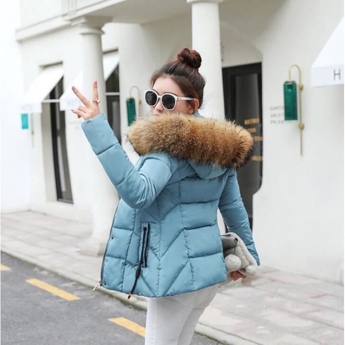 Veste d hiver femmes grande taille femmes Parkas epaissir vetements d exterieur solides a capuche manteaux courts femme mince coton Noir Cdiscount Pret a Porter