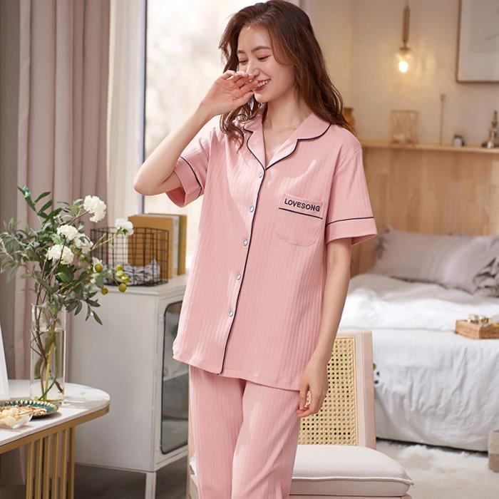 Pyjama chemise femme coton hotsell