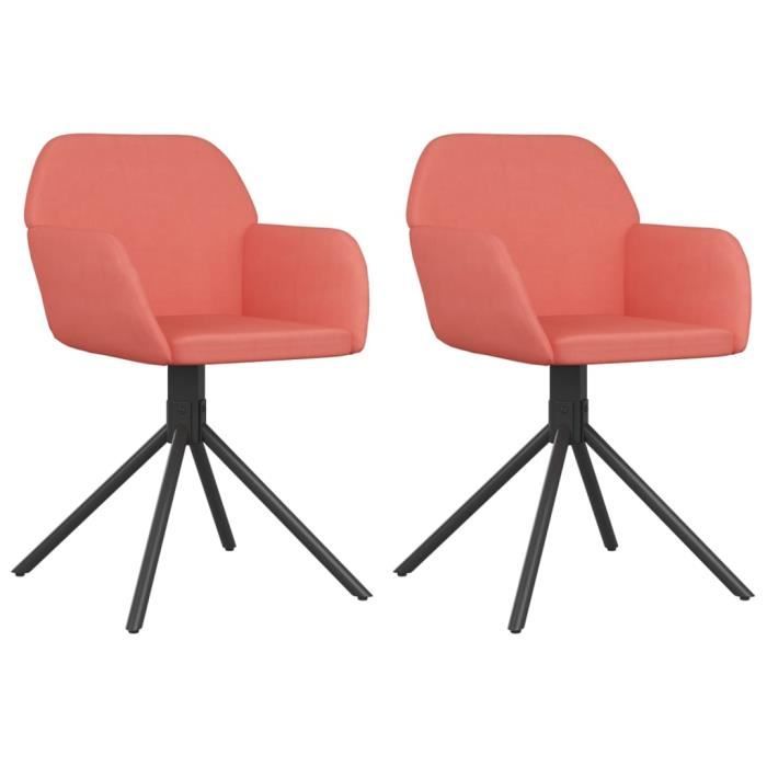 omabeta chaises de cuisine - chaises pivotantes de salle à manger 2 pcs rose velours - meubles haut de gamme - m13890