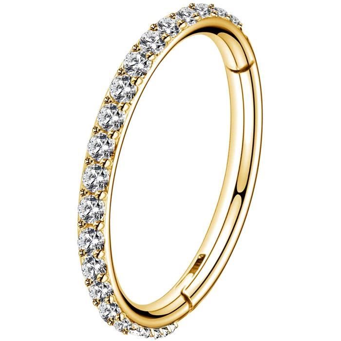 OUFER 8mm Or Piercing Oreille Cartilage Hoop en Acier Chirurgical 316L Anneau Nez Septum avec CZ Piercing Helix Bijoux Piercing 20G