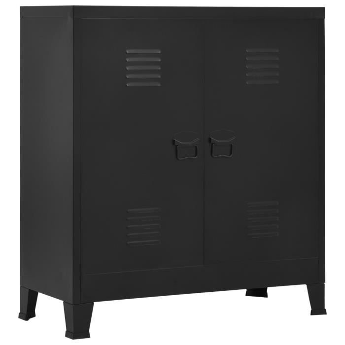 classeur-armoire de bureau industriel ovonni noir 90x40x100 cm - 2 étagères réglables