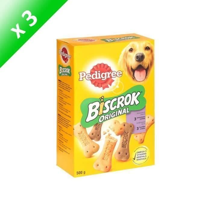 Comparer les prix de PEDIGREE Lot de 3 Biscrok biscuits pour chien 500g