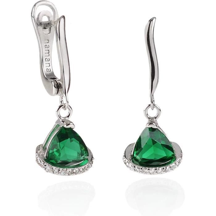 Boucles d'oreilles pendantes avec cristaux verts main image 1