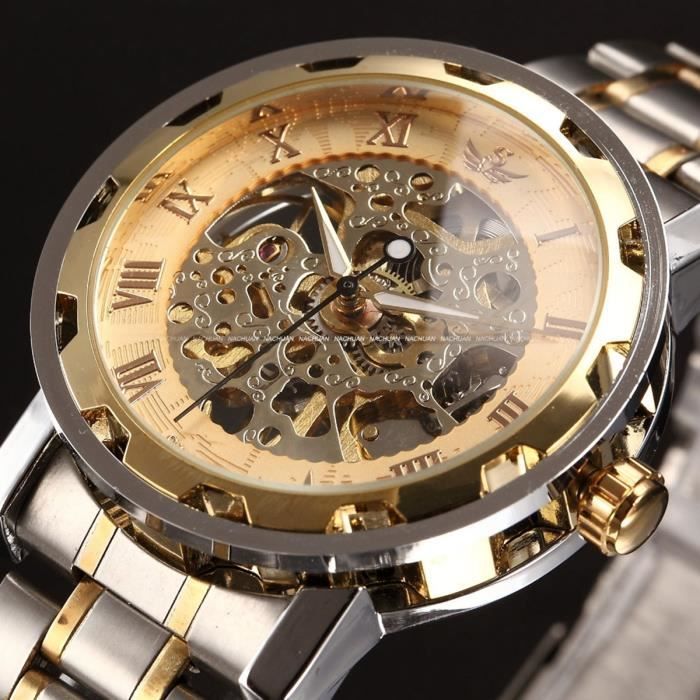 transparent gold suivre montres hommes top brand luxury homme clock men casual montre homme squelette montre mécanique