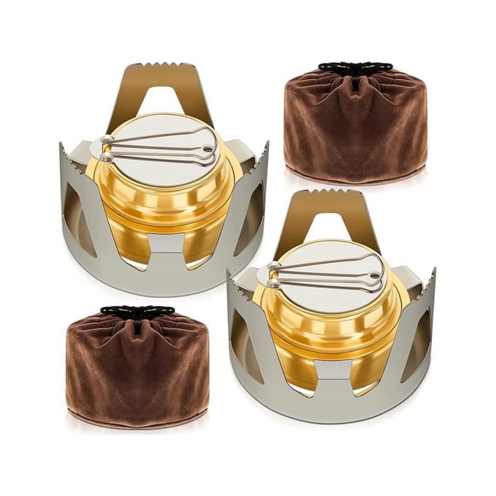 Lot De 2 Réchauds à Alcool Mini – Acier Inox – Fondue Camping Pique-nique – Portable Et Réglable - 7