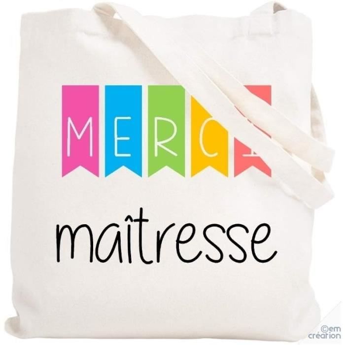 Tote bag merci maîtresse | sac personnalisé cadeau de fin d'année