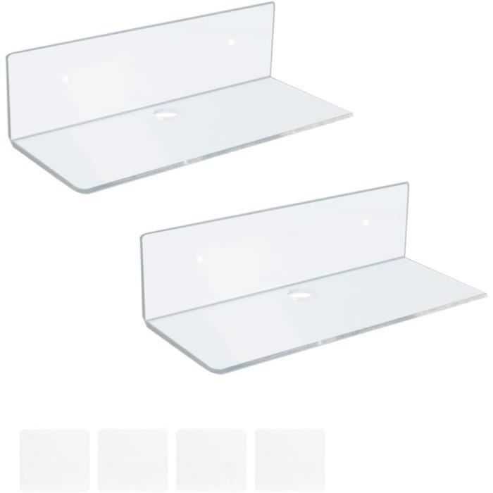 Lot De 3 Étagères Murales Flottantes Acrylique Blanche 30x10cm - Design Moderne Lot 3 étagères Murales
