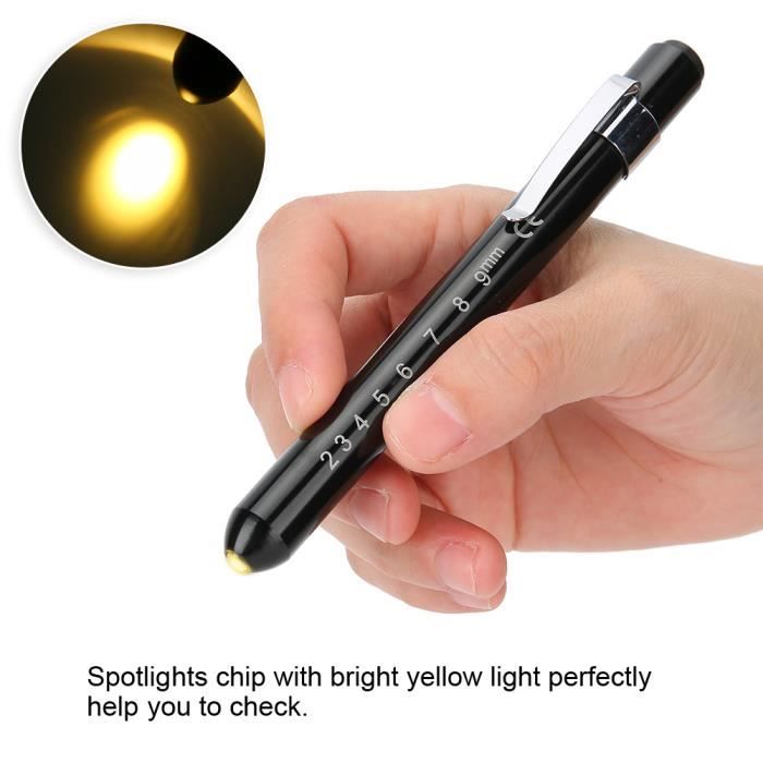 Lampe stylo avec jauge de pupille Lampe stylo LED jaune éclairage