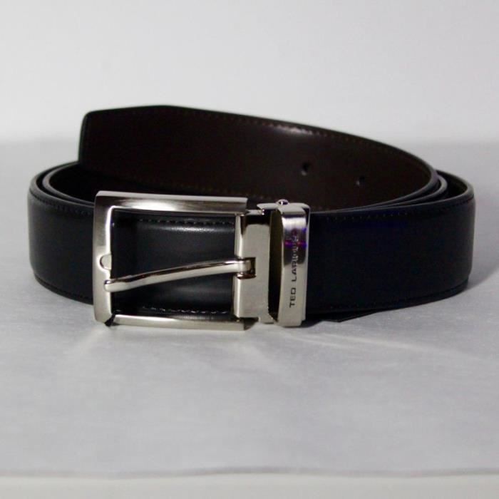 CEINTURE EN CUIR LISSE AJUSTABLE ET REVERSIBLE BOUCLE ARDILLON
