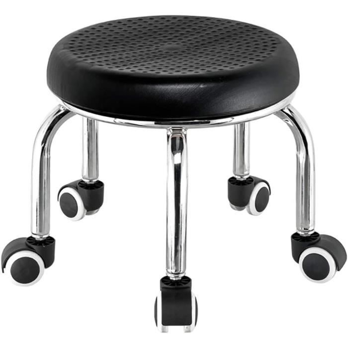 Tabouret De Travail à Roulettes Avec Dossier TRESKO - Hauteur Réglable 47-60 Cm - Pivotant Et Confortable