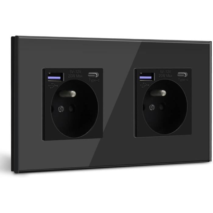 Prise Murale Double UK 13A Avec 2 Ports USB - Blanche - Haute Qualité Pour Intérieur