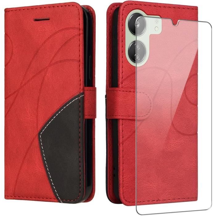 Cover Portafoglio Con Supporto Per Xiaomi Redmi 13C 4G / Poco C65 - Pelle PU Con Porta Carte, Motivo Gatto, Colore Cachi