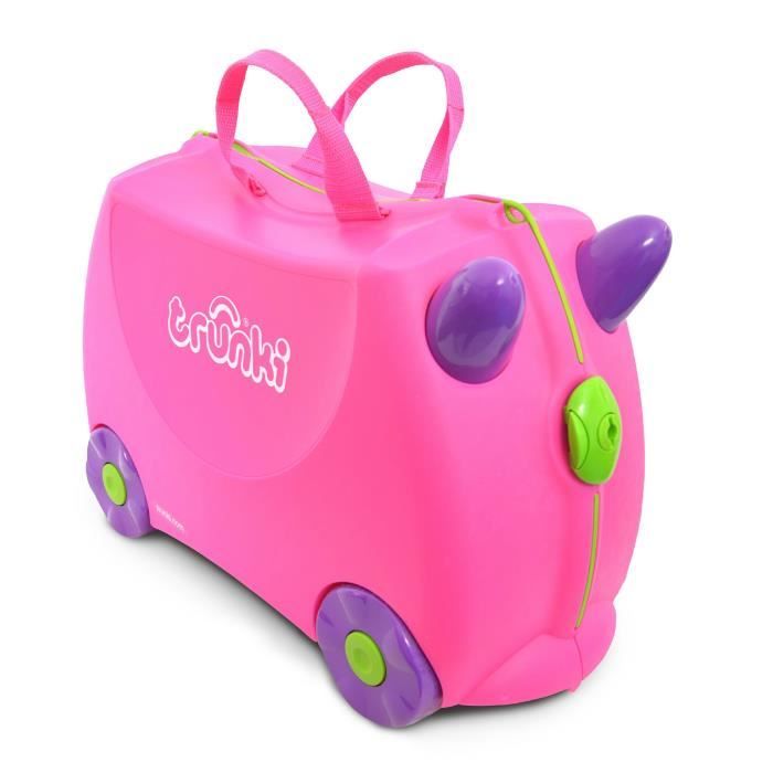 Valise Trunki Rouge Enfant - Bagage à Main à Roulettes, En Dur, Avec Sellerie
