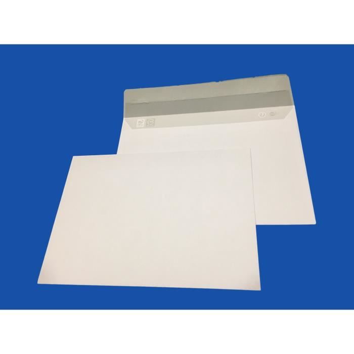 Lot de 50 enveloppe courrier A5 - C5 papier velin blanc 90g format 162 x  229 mm une enveloppe blanche avec fermeture bande adhésive - Cdiscount  Beaux-Arts et Loisirs créatifs
