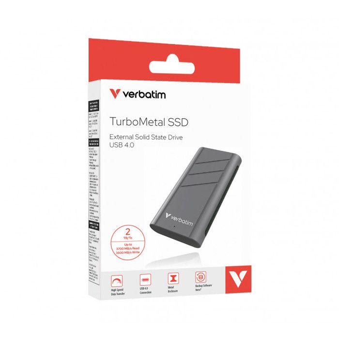 Verbatim TurboMetal SSD USB4 2TB USB Type C USB4 Gen 2x2 - vue 3