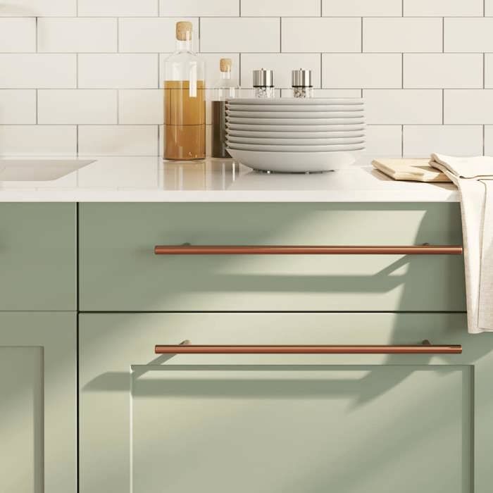 vidaXL Poignées dArmoire 5 pcs Poignées de Placard Poignées en Forme de T Cuisine Maison Intérieur Bronze 320 mm Acier 155378