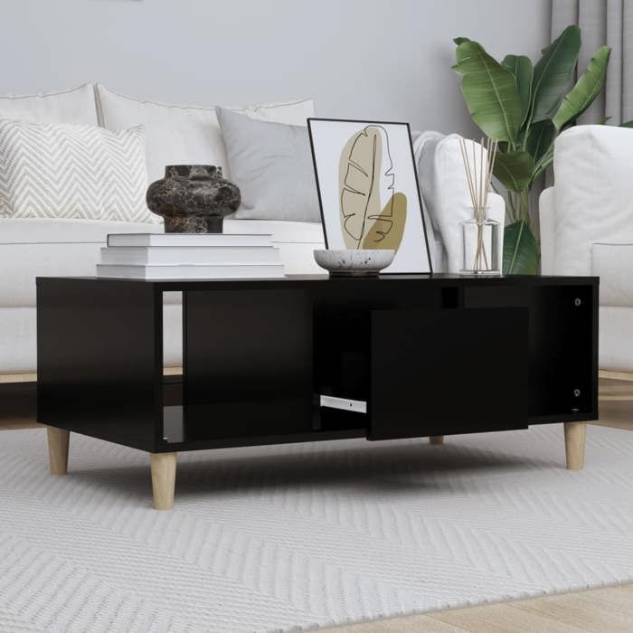 vidaXL Table basse Noir 90x50x365 cm Bois dingénierie 821061