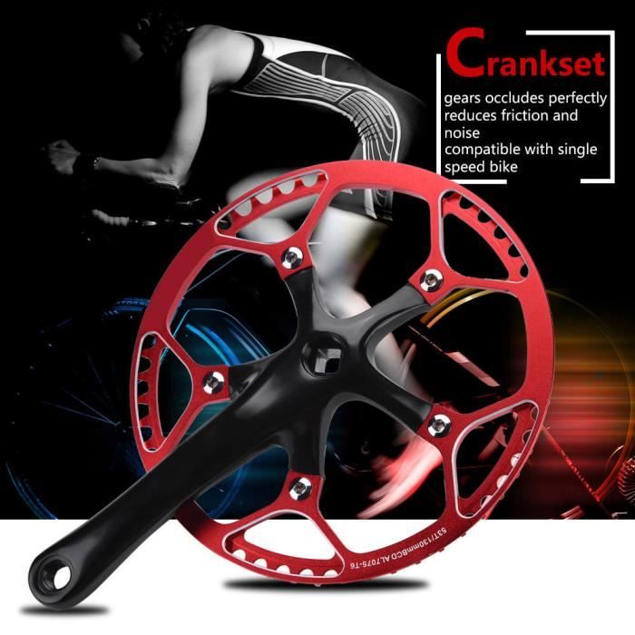 Manivelles Vélo Single Speed - Bras Pédalier Alliage Aluminium 170mm - BCD 130mm - Pour Pédalier 107-100mm - Noir/Argent