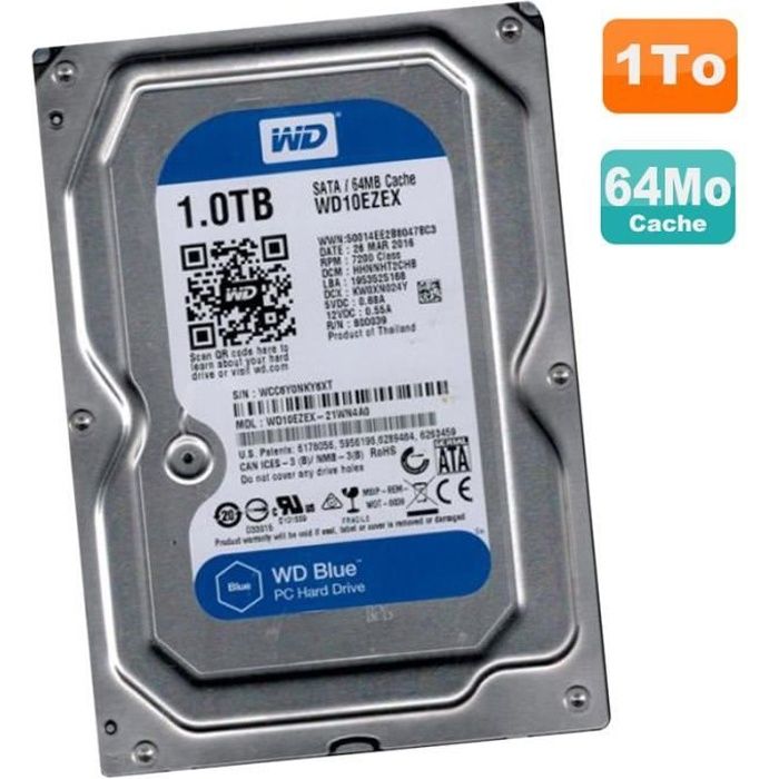 Disque Dur 1to Western Digital Blue Sata Iii 3 5 Wd10ezex 21wn4a0