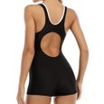 YONGHS-FR Femme Maillot de Bain 1 Pièce Combishort de Natation Bodysuit Bain Plage Swimwear S-XL Noir-1