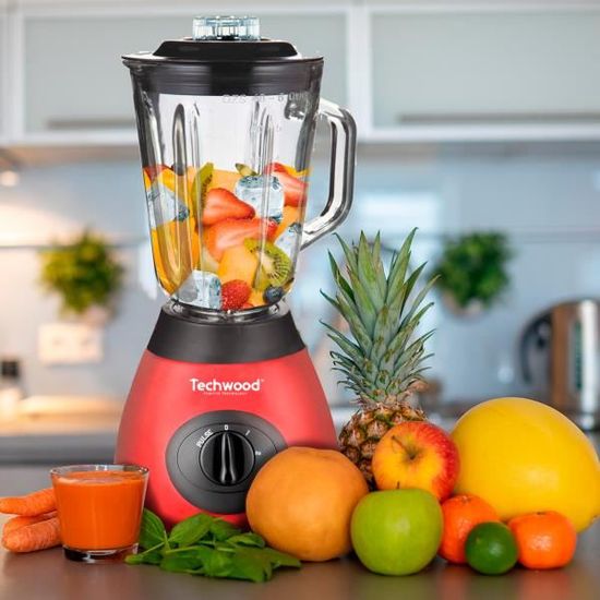 BLENDER BLANC 500W Bol 1.5L 2 Vitesses Blanc Noir Pieds anti-dérapant