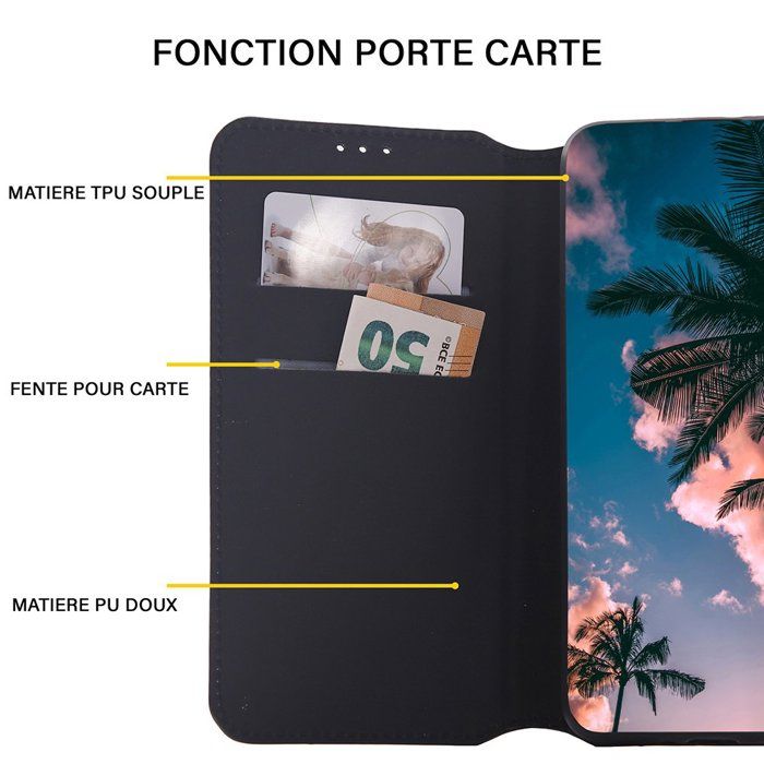 Coque Portefeuille Pour Xiaomi Redmi A5 4G - Cuir PU, 3 Emplacements Cartes, Verre Trempé Inclus, Protection Complète