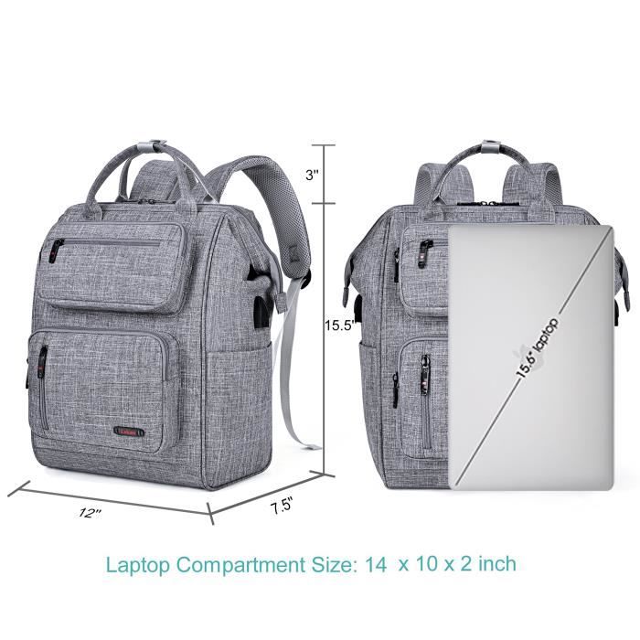 Sac pour ordinateur portable de 15,6 pouces - Imperméable - Grand sac de  transport pour ordinateur portable - Pour voyage, travail, affaires, gris