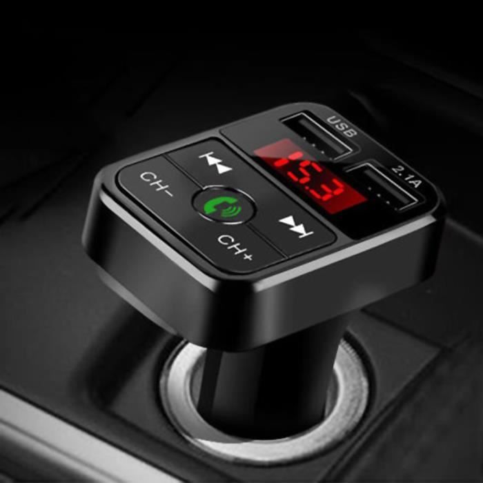 Transmetteur FM Bluetooth 4.2 + Chargeur Double USB – Kit Mains-Libres Voiture, Carte SD/USB, Écran LCD, Microphone Intégré