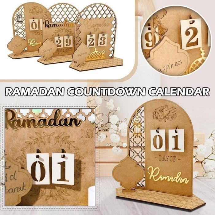 Calendrier du Ramadan, Calendrier de l'Aïd Moubarak, Décoration du Ramadan  DIY en Bois, Calendrier de