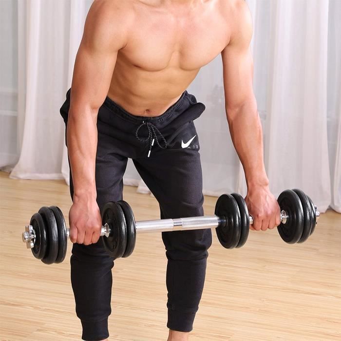 Kit Haltères Musculation, 30 kg Poids Ajustable, avec Barre d'Extension  supplémentaire, pour Hommes et Femmes