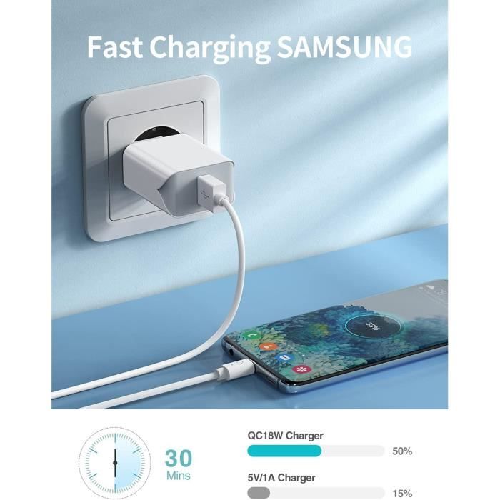 UGREEN 18W Quick Charge 3.0 Chargeur Secteur USB 2 Ports Compatible avec  Galaxy S10 S9 A50 A20e, Redmi Note 10 Pro Note 9 Pro Tablettes Smartphones  : : High-Tech