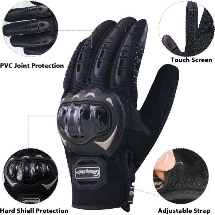 Gants Moto INBIKE Homologués CE Écran Tactile Homme - Plein Doigt Respirants Antichocs Antidérapants Cuir Véritable Pour Moto VTT