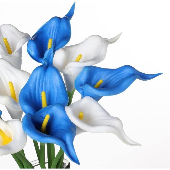 Ulalaza 20 PCS Calla Lily Artificielle PU Latex Real Touch Faux Bouquet De Fleurs pour la Fête De Mariage De Mariée Décor À La Maison